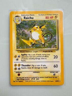 Raichu Holo 1999 Pokemon card vintage